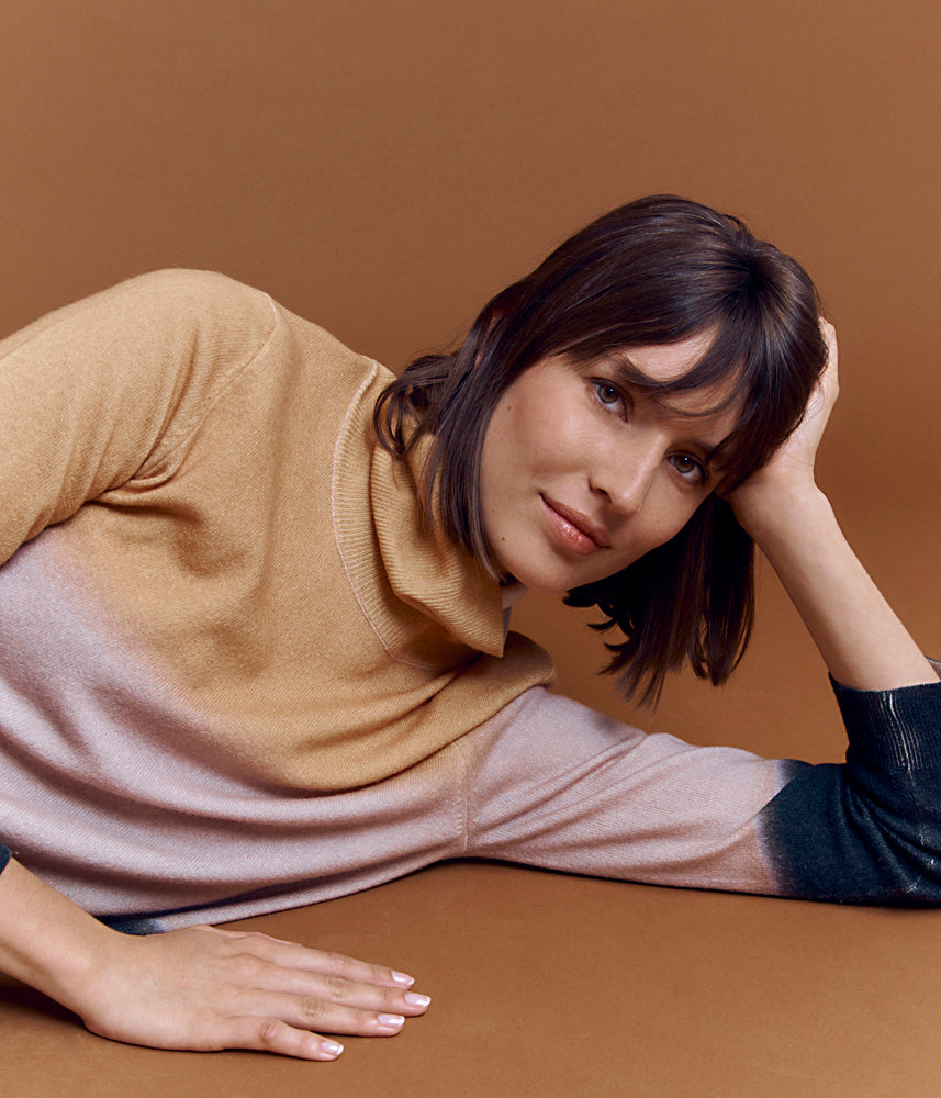 Turtleneck knit sweater in wool and cashmere ARC-EN-CIEL/84200/841