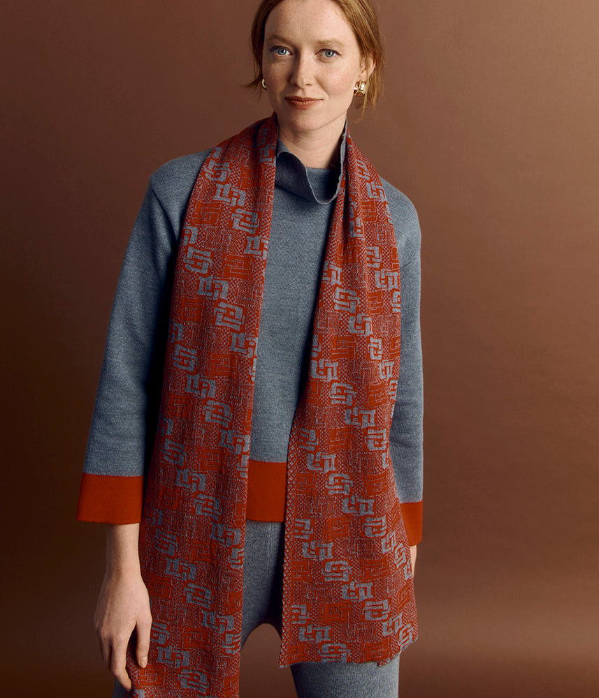 Merino wool jacquard scarf ELETTRE/84309/911