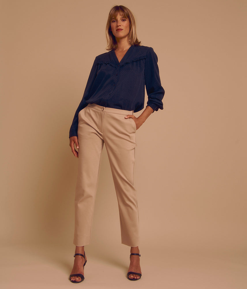 Pantalon droit en coton stretch PICOLINO85/85318/010