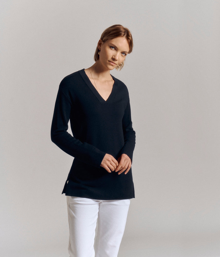 Milano knit sweater in Merino wool and viscose ABYSS/78020/310