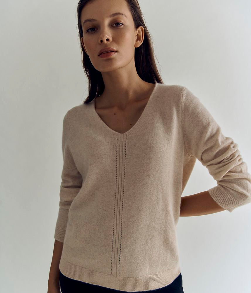 V-neck knitted sweater ALINA/82152/003