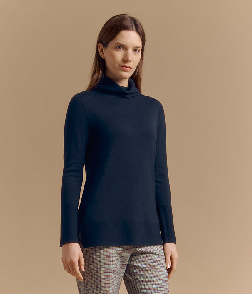 Pull maille col roulé en laine Mérinos ALPHA/84151/500