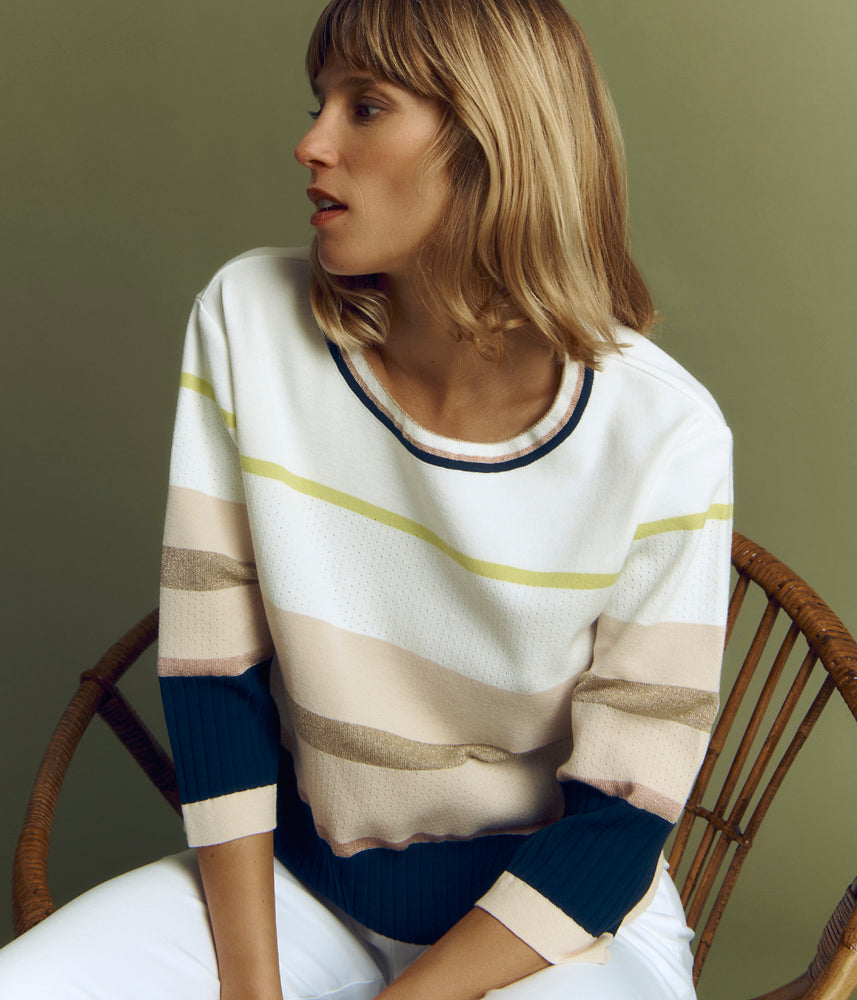 Striped pique knit sweatshirt AMARRAGE/85020/761