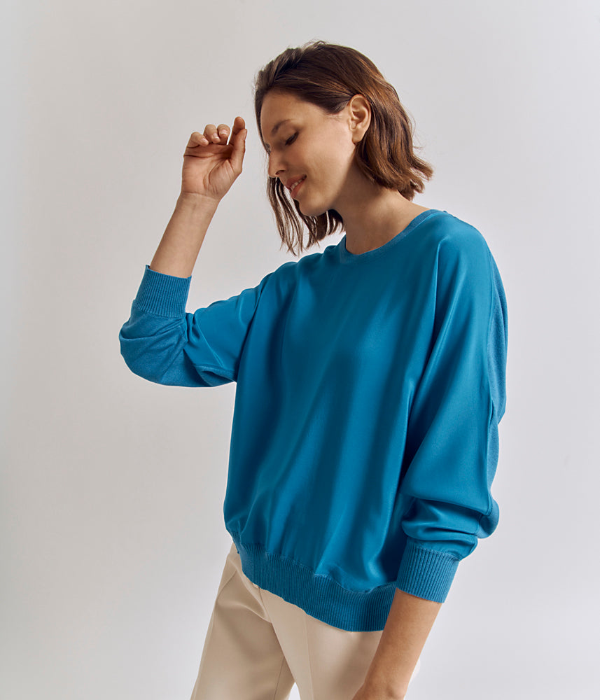 Bi-material knitted sweater ANABIS/82176/252