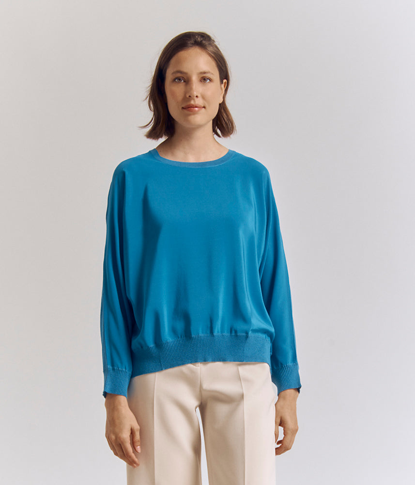 Bi-material knitted sweater ANABIS/82176/252