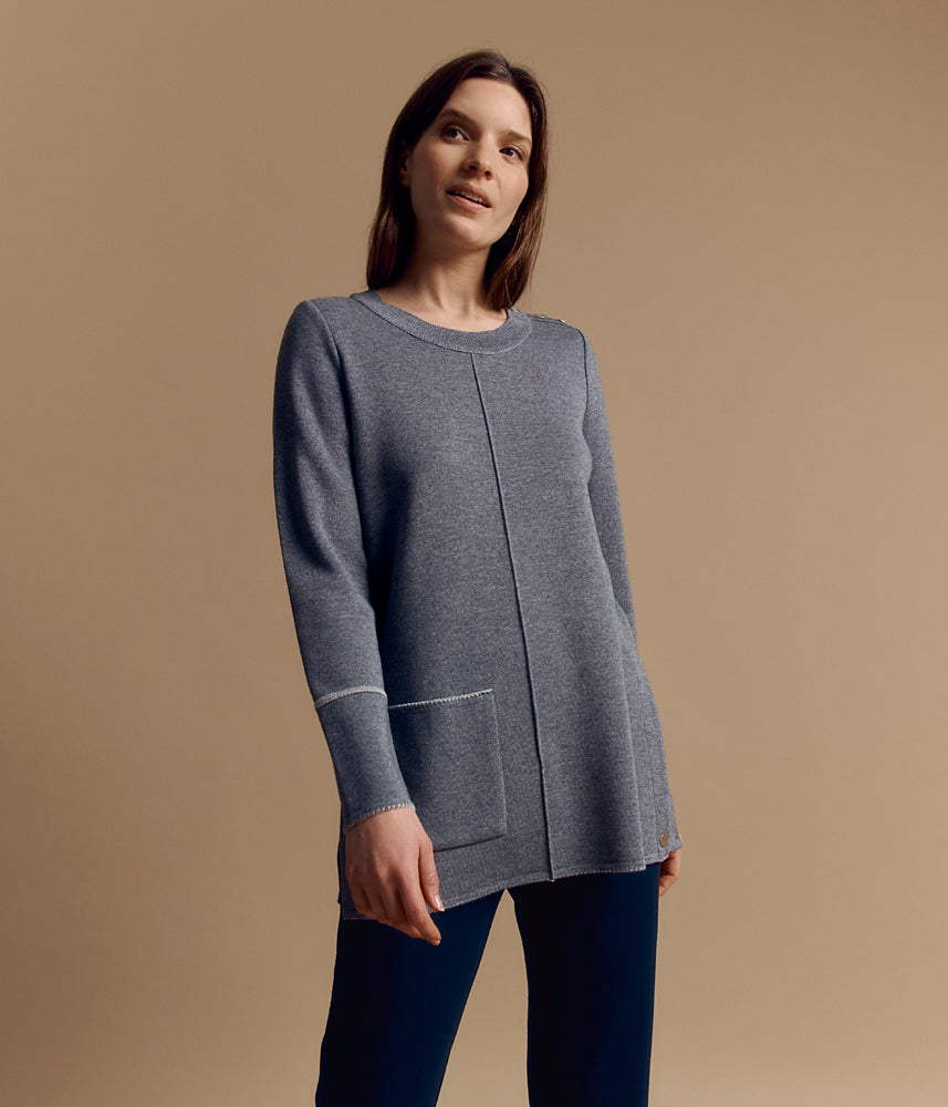 Pull maille tunique en laine Mérinos AURORE/84063/911