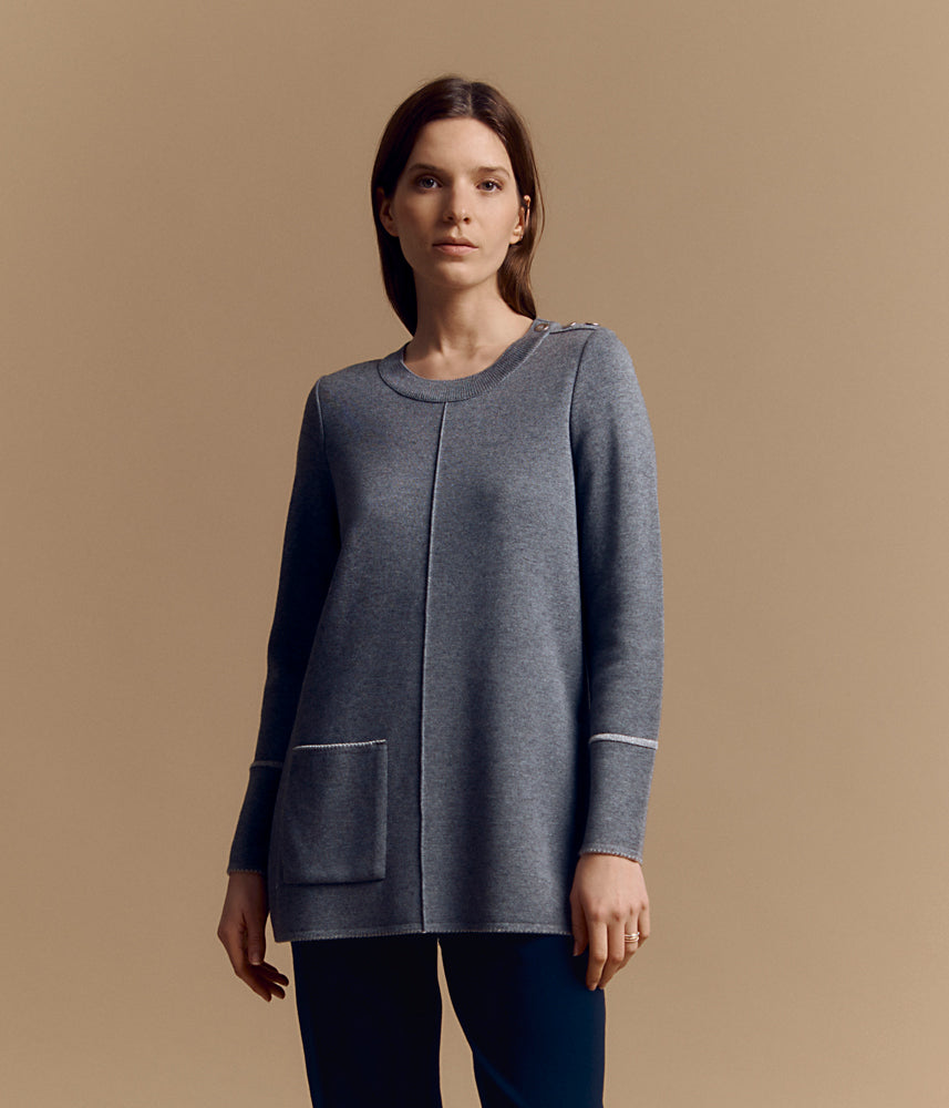 Pull maille tunique en laine Mérinos AURORE/84063/911