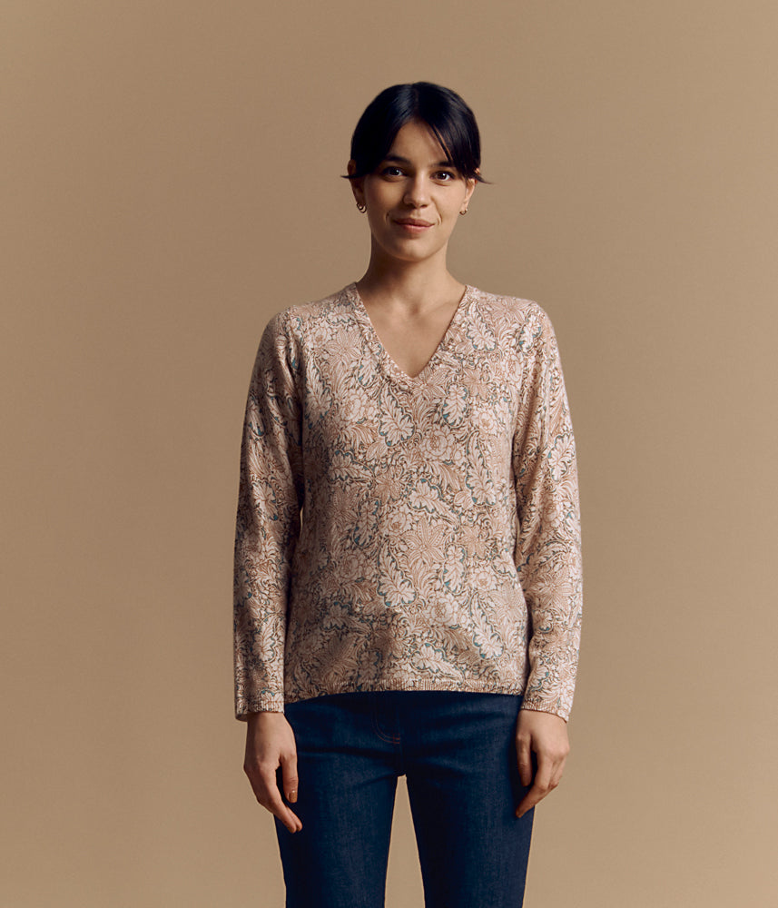 Printed knit sweater in wool and cashmere AUTUMN/84170/781