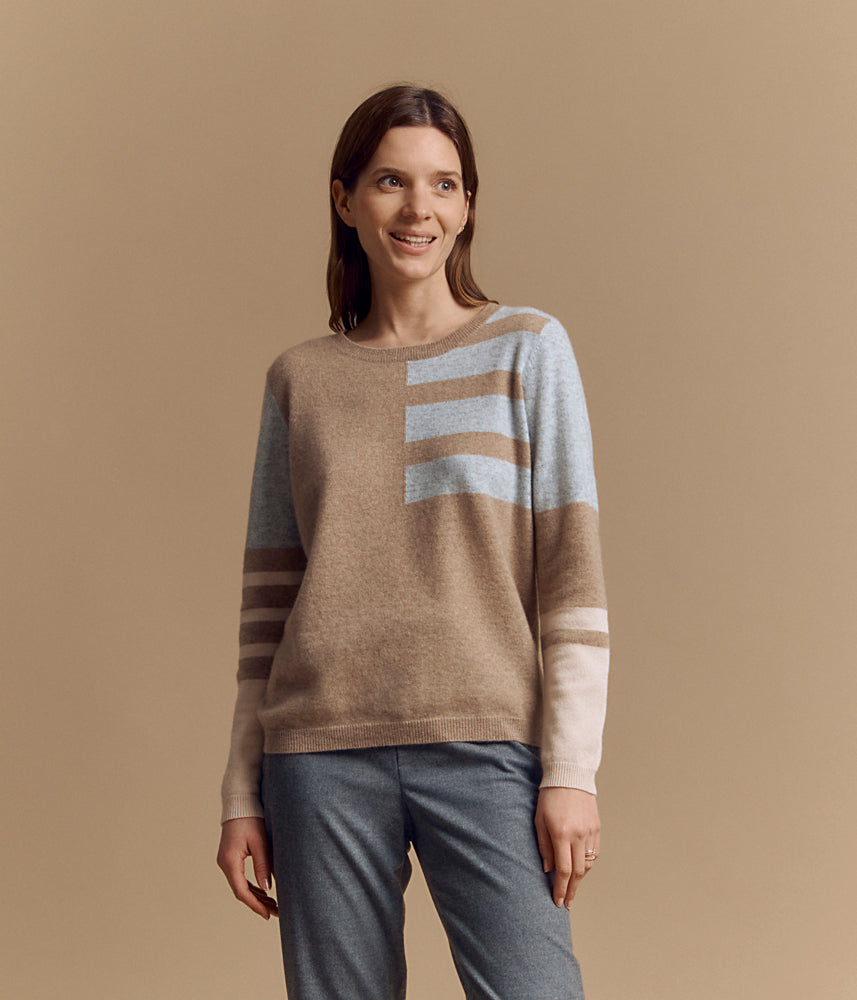 Cashmere intarsia knit sweater AZETTE/84124/540