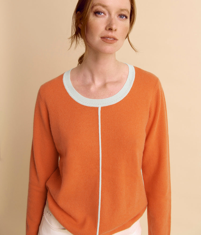 Pull maille bicolore en cachemire AZOLINE/85114/831