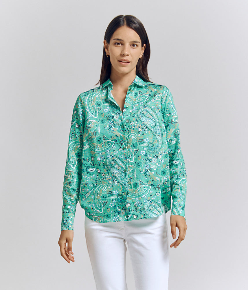 Printed cotton poplin shirt CARTHAGE-T8301/83124/197