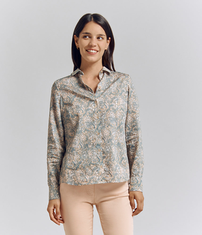 Printed blouse in ecological cotton CHARNEL-T8304/83206/276