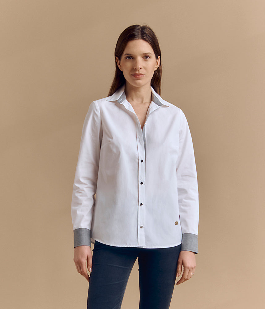 Cotton poplin and flannel blouse COME/84188/003