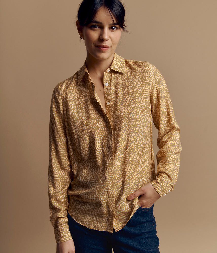 Printed shirt in silk and viscose COUNTRY/84092/590