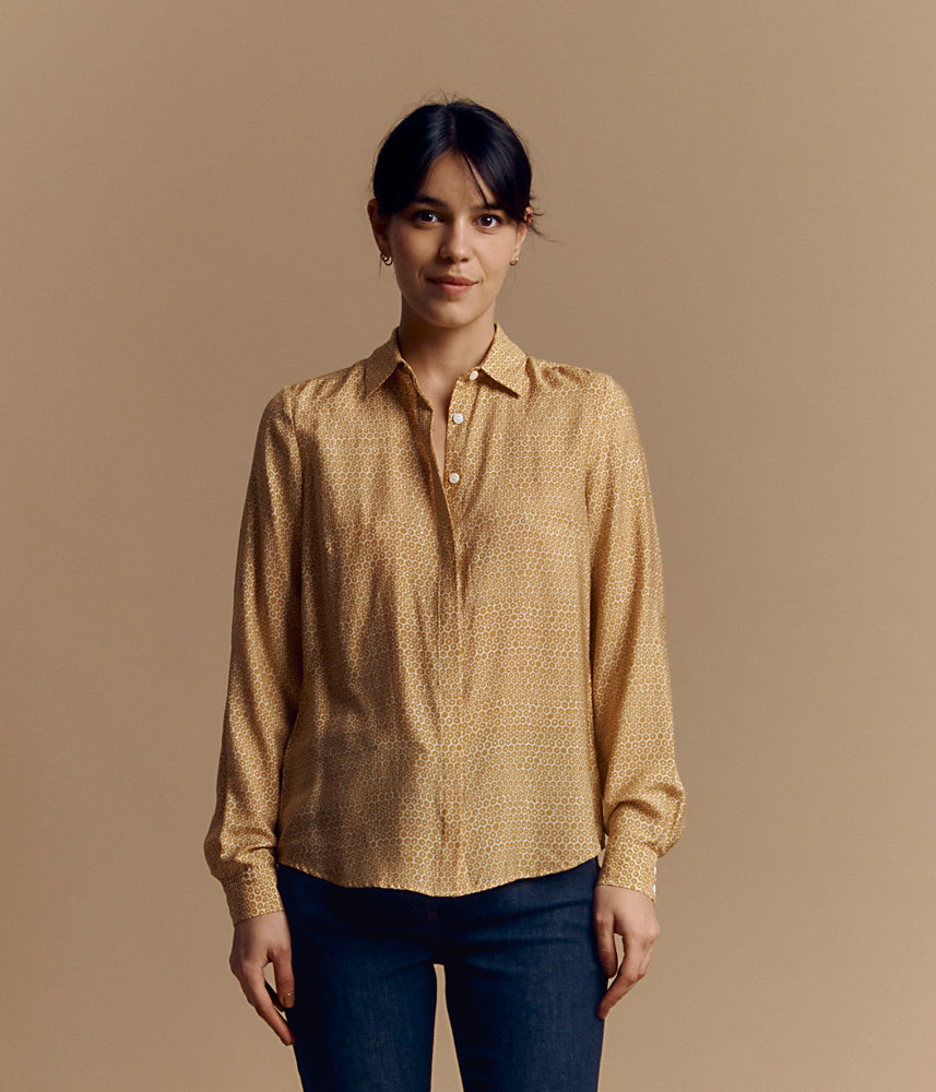 Printed shirt in silk and viscose COUNTRY/84092/590