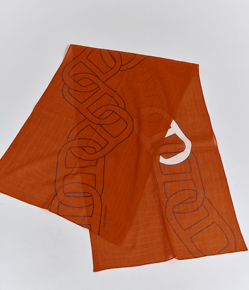 Printed cotton scarf ECHAINE/83229/582