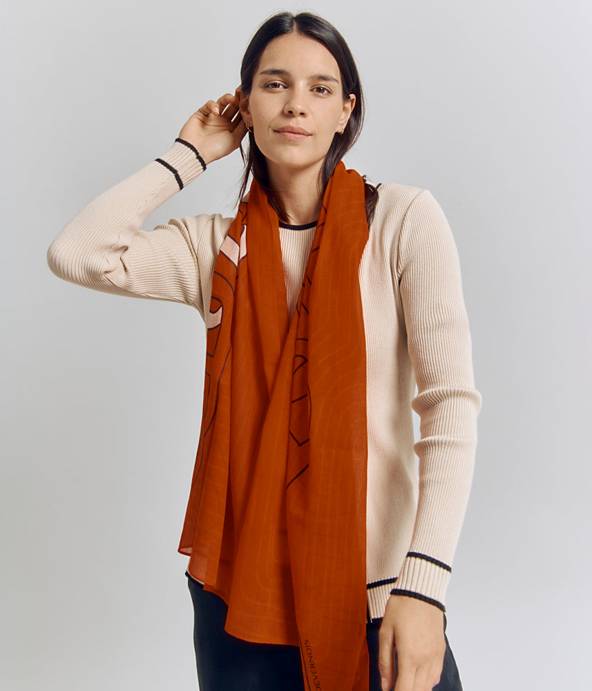 Printed cotton scarf ECHAINE/83229/582