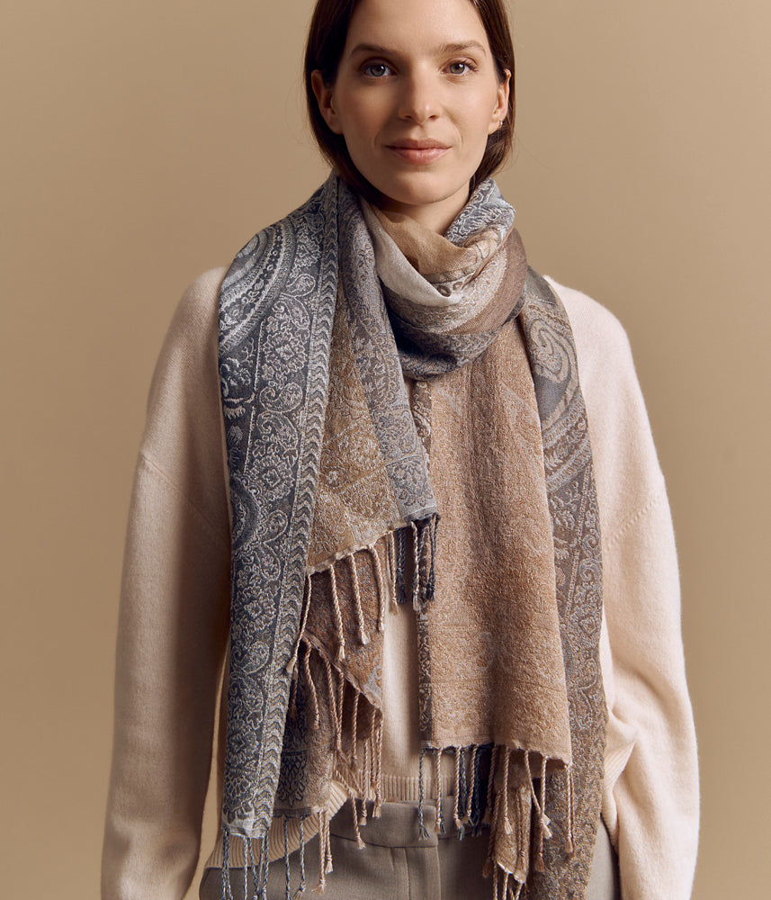 Printed wool and modal scarf ENZO/84232/781