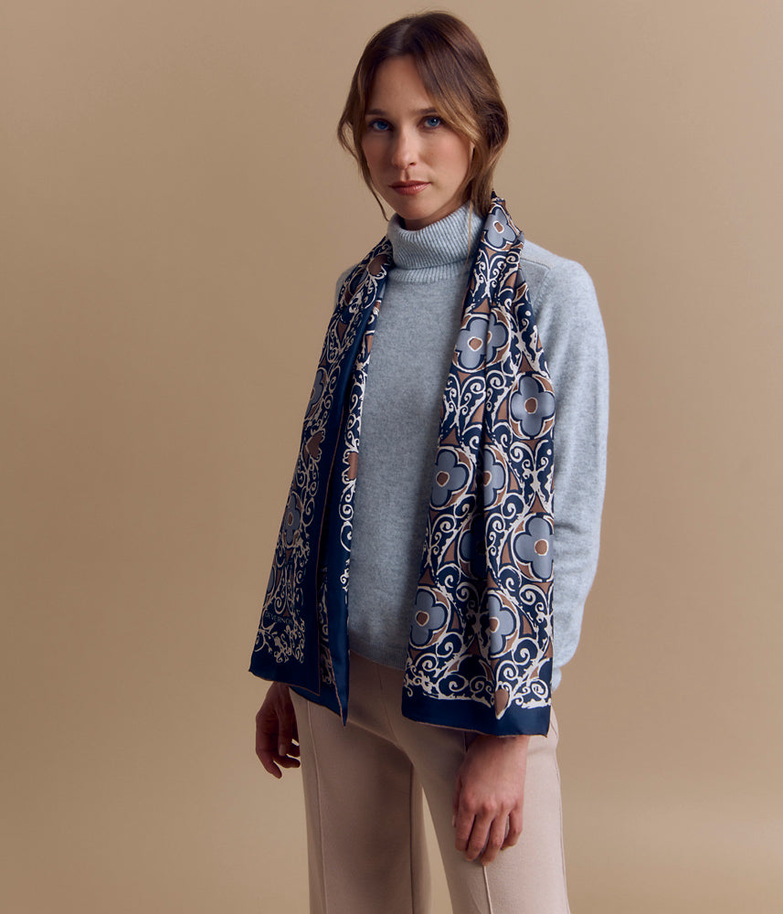 Printed silk twill stole ETREFLE/84180/635