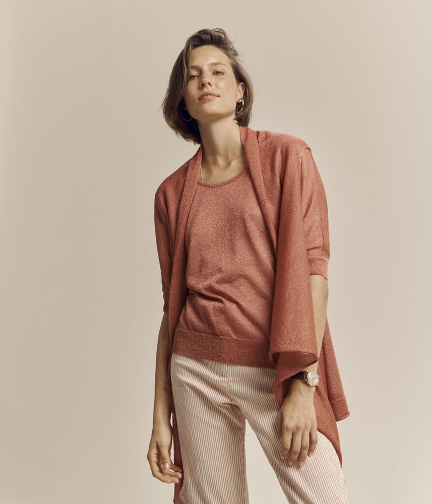 Gilet en maille viscose irisée GECUIVRE/81237/110