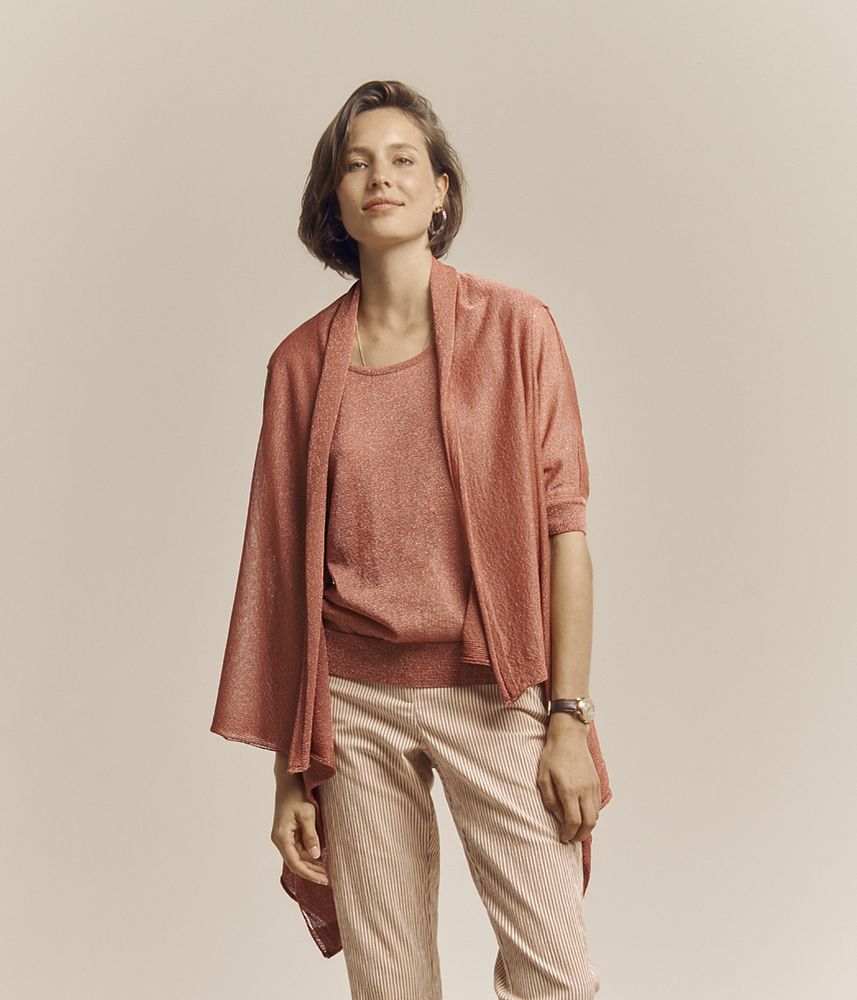 Gilet en maille viscose irisée GECUIVRE/81237/110