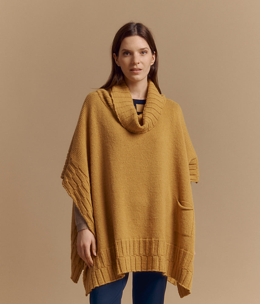 Turtleneck knit cape in wool and alpaca GENKA/84245/156