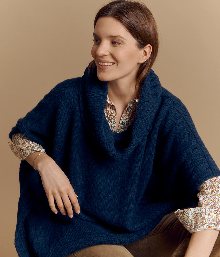 Capa de punto de cuello alto en lana y alpaca GENKA/84245/318