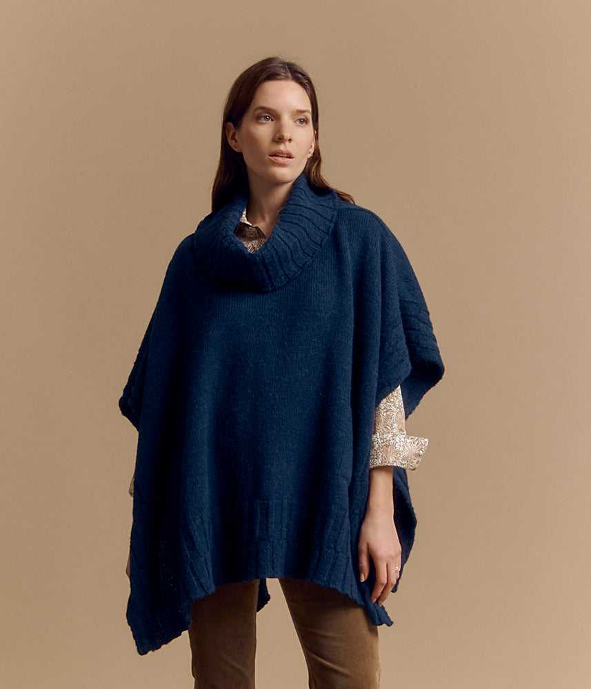 Capa de punto de cuello alto en lana y alpaca GENKA/84245/318