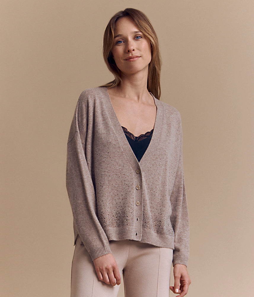 Cárdigan de punto de lana y cashmere GLITTER/84229/013