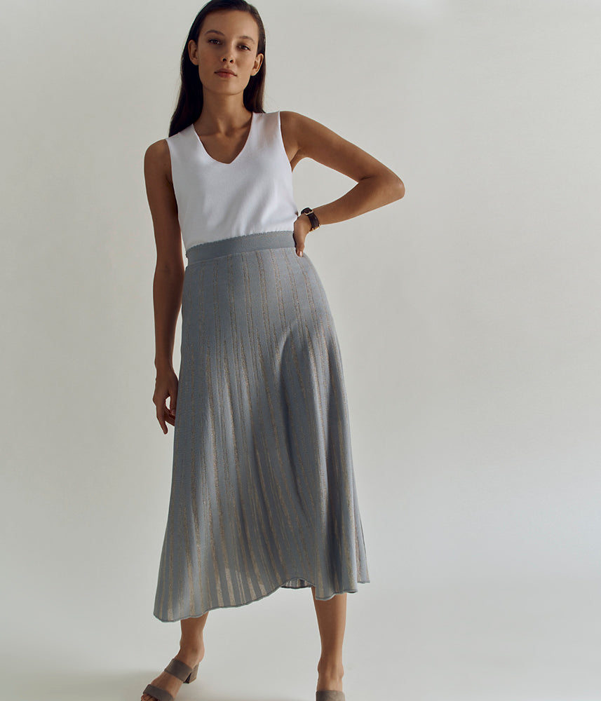 Jupe maille flechée en viscose écologique ILLUSION/83119/911
