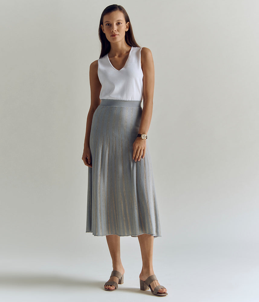 Jupe maille flechée en viscose écologique ILLUSION/83119/911