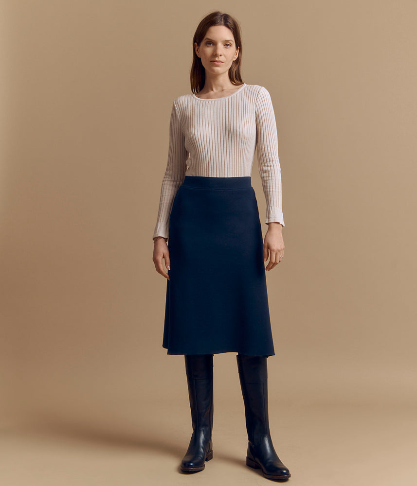 Flared knit skirt in Merino wool IMPERIA/84227/317