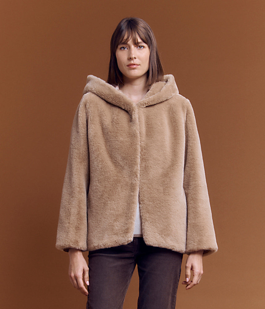 Short faux fur coat MINUIT/84119/003