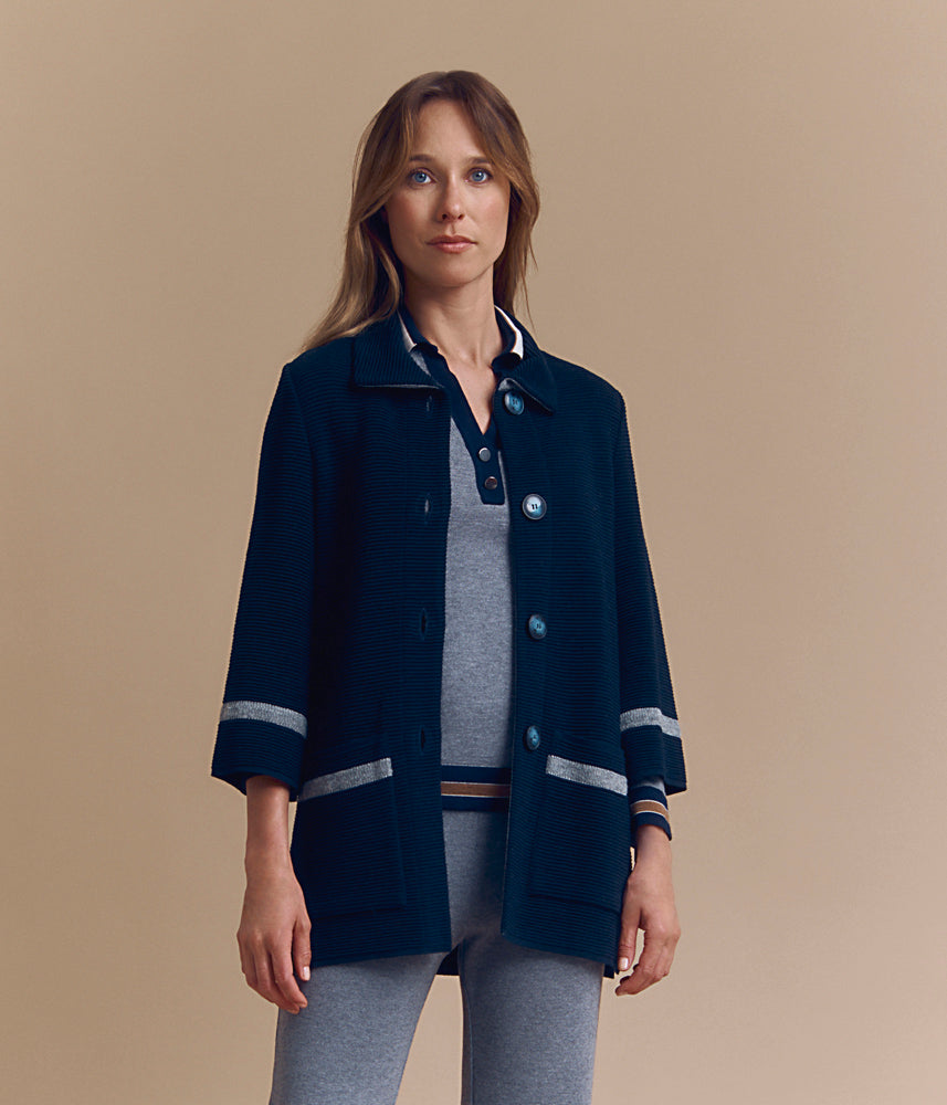 Mid-length wool knit coat NATTO/84021/886