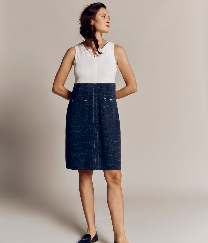 Robe tricot effet jean en viscose et coton ODESSA/81213/890