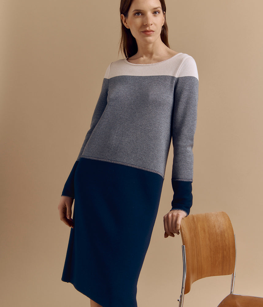 Merino wool and viscose knit dress OGMA/84064/886