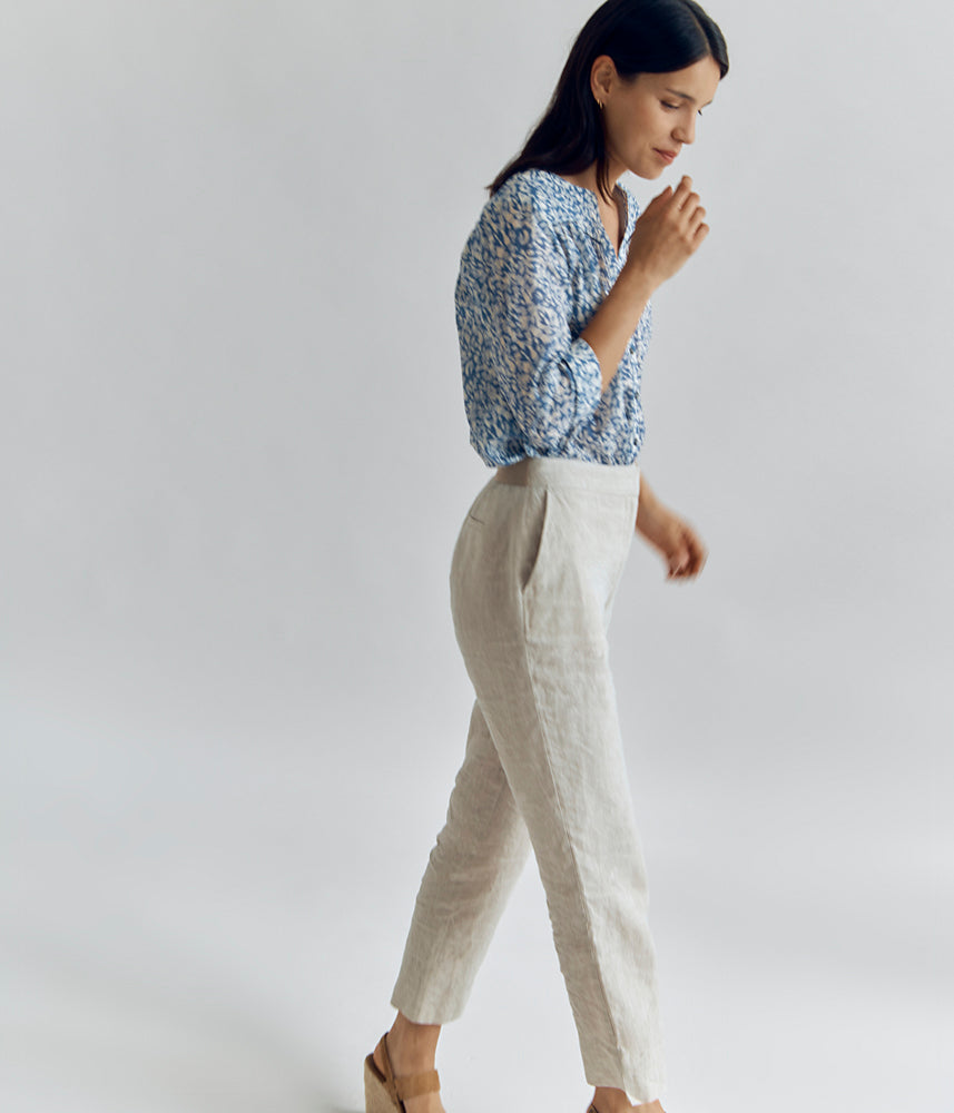Pantalon dos élastiqué en lin PELICAN-BIS/83274/009