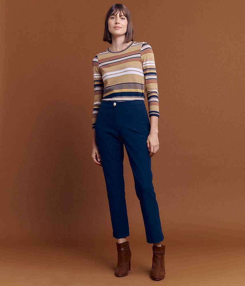 7/8th trousers in viscose and stretch cotton PLUVIER84/84143/317