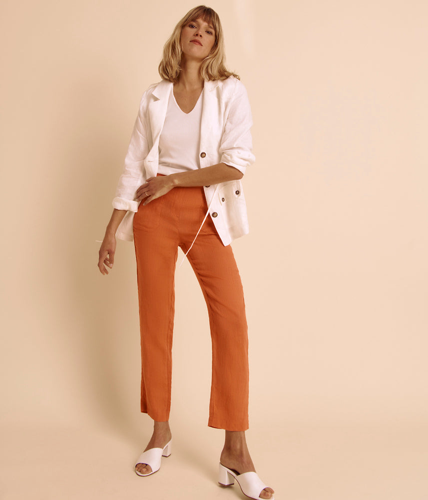 Fluid washed linen trousers PRALIN85/85271/079