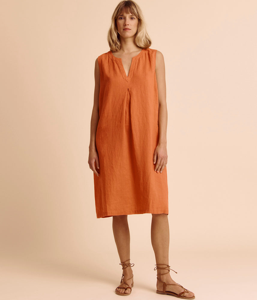Dress in washed linen ROCALLA/85192/079