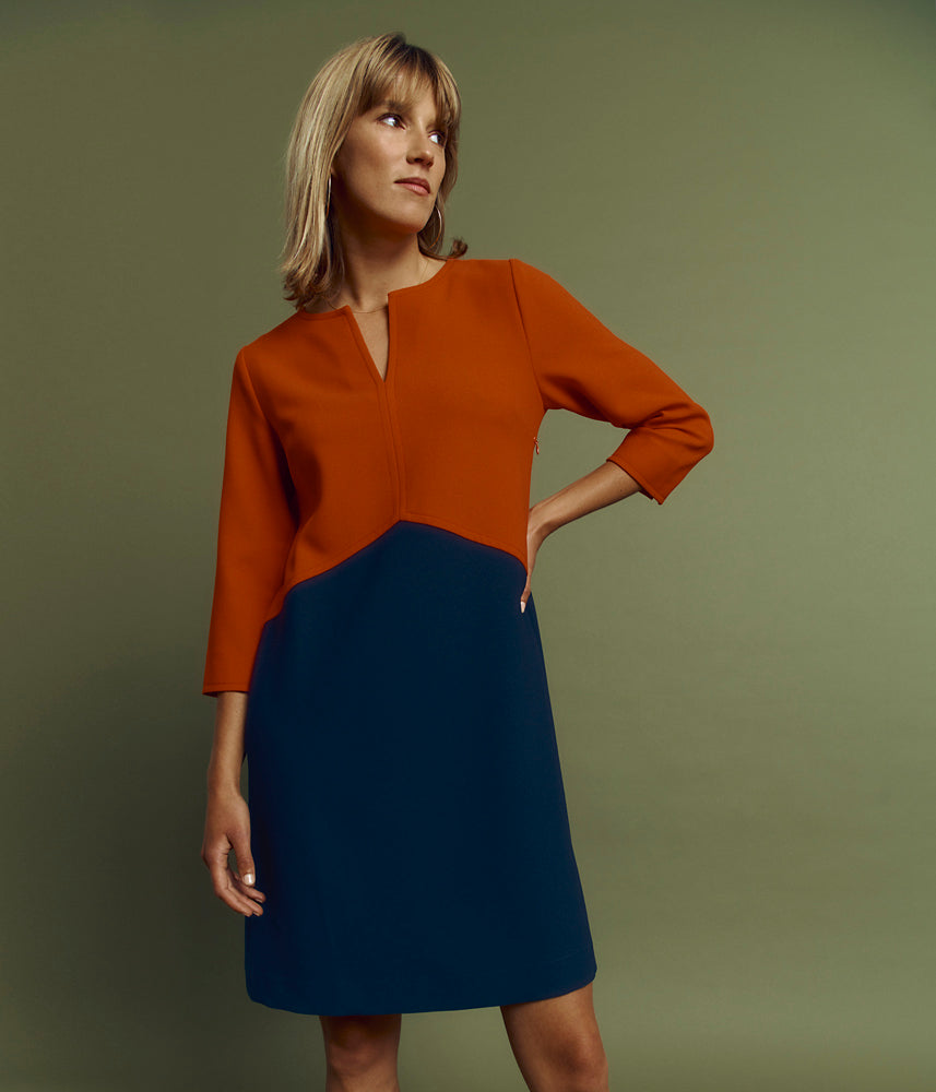 Robe colorblock en double toile natté RUNTINI/85127/635
