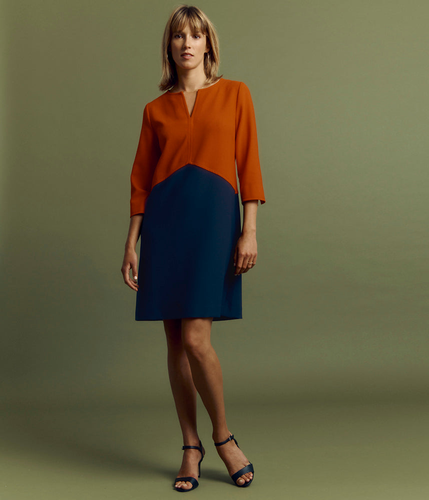 Robe colorblock en double toile natté RUNTINI/85127/635