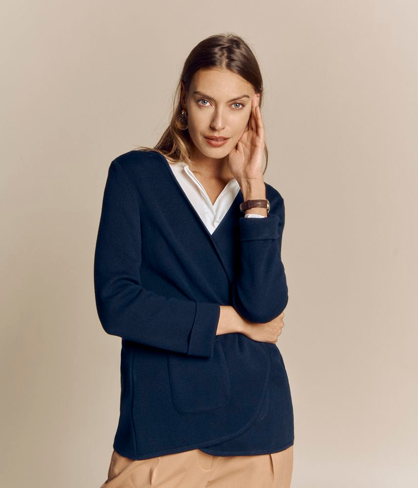 Soft Milano knit jacket in Merino wool and viscose VAGUE/81149/317
