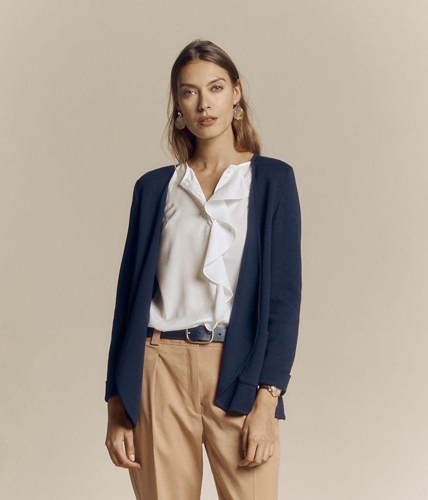 Soft Milano knit jacket in Merino wool and viscose VAGUE/81149/317