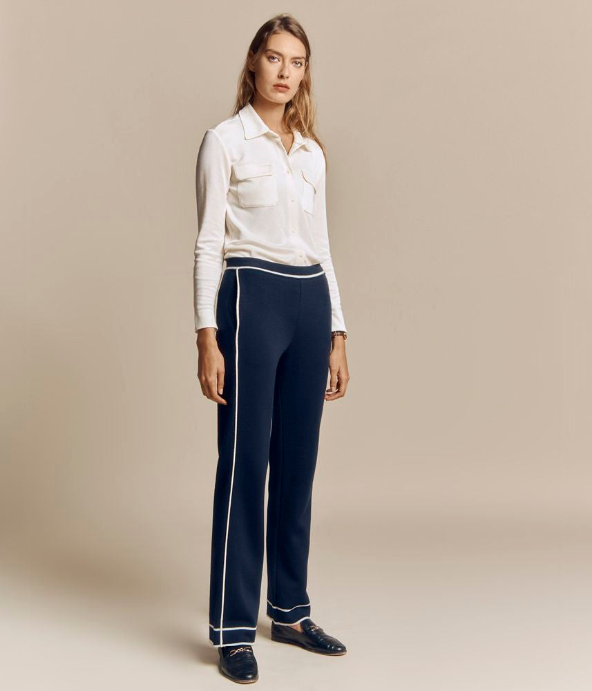 Merino wool trousers with contrasting stripe YACHT/81005/886